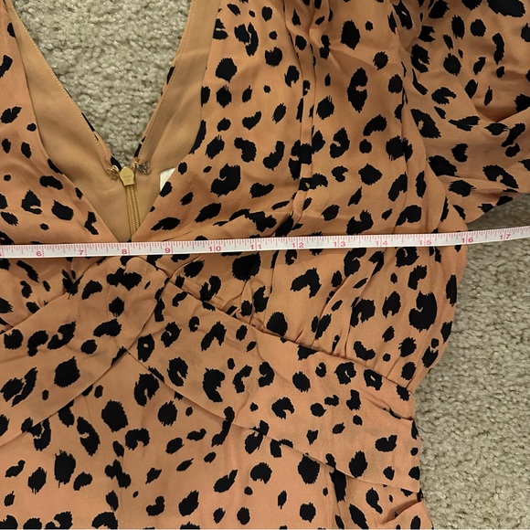 NICHOLAS Brownish/Tan Black 100%Silk Leopard Print Gathered Ruffle Frill Dress 4 - Picture 12 of 16